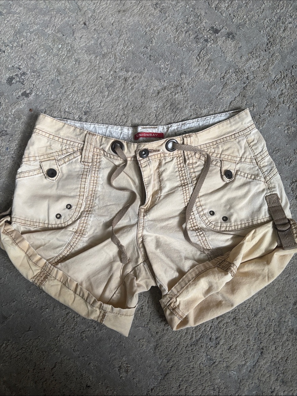 Y2K Unionbay Beige Drawstring Cargo Women's Shorts